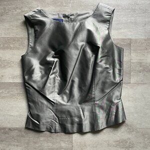 J McLaughlin Silver 100% Silk Dress Tank Top